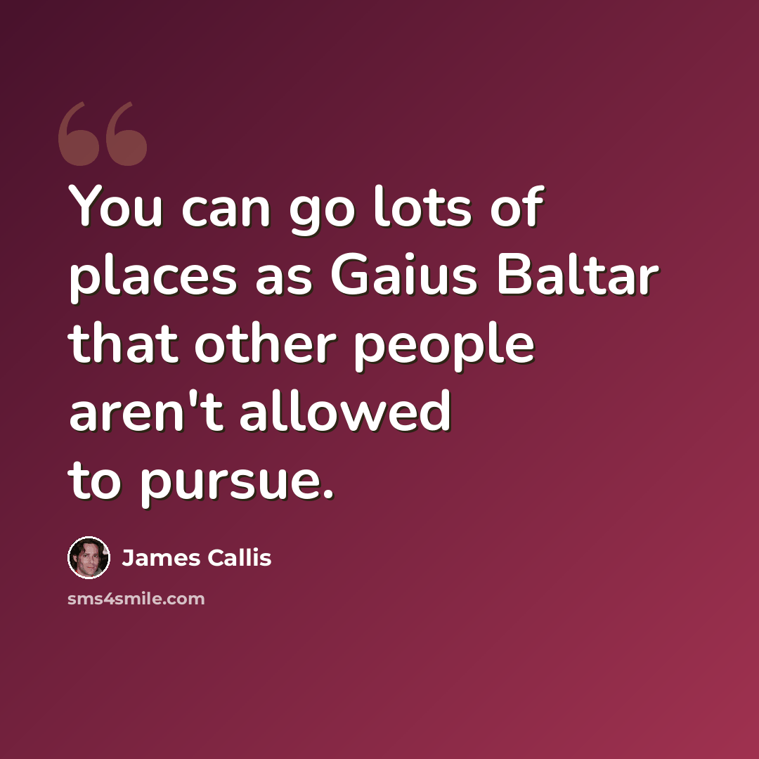 “You can go lots of places as Gaius Baltar that other people aren't allowed to pursue.” quote by James Callis