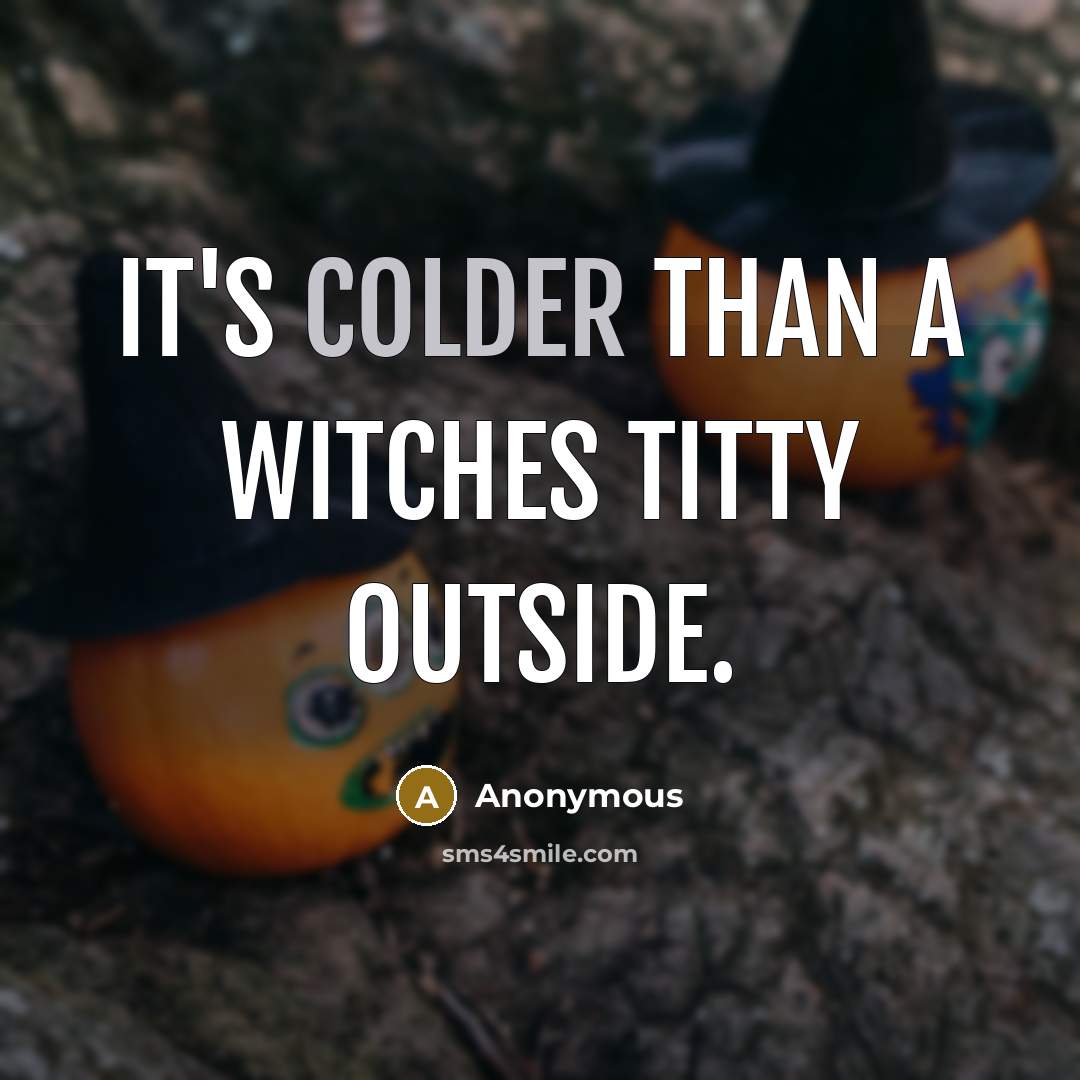 “It's colder than a witches titty outside.” quote by Anonymous