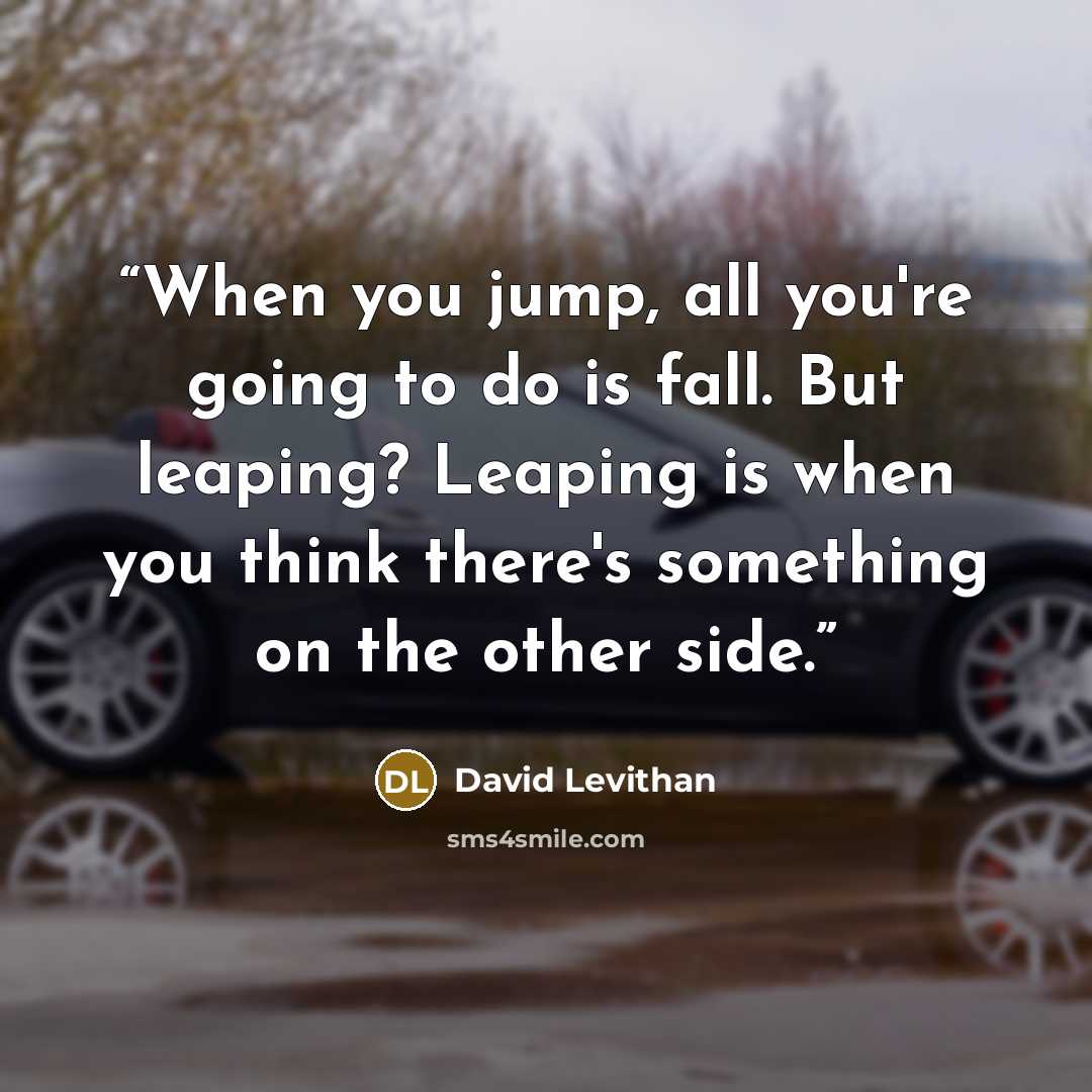 “When you jump, all you're going to do is fall. But leaping? Leaping is when you think there's something on the other side.” quote by David Levithan