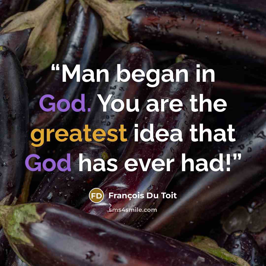 “Man began in God. You are the greatest idea that God has ever had!” quote by François Du Toit