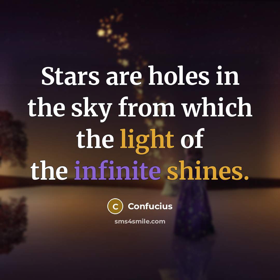 “Stars are holes in the sky from which the light of the infinite shines.” quote by Confucius