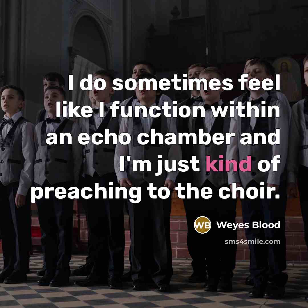 “I do sometimes feel like I function within an echo chamber and I'm just kind of preaching to the choir.” quote by Weyes Blood