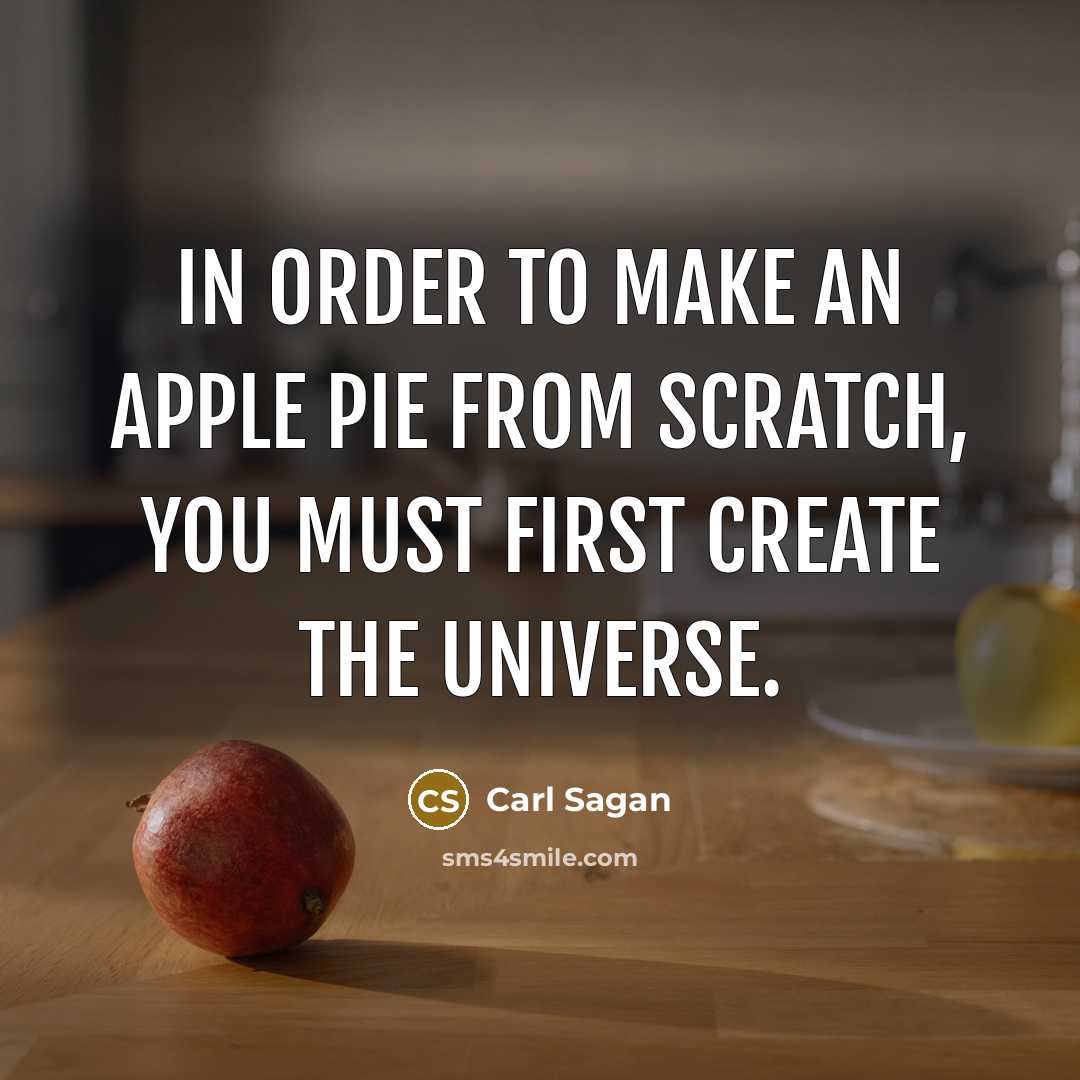“In order to make an apple pie from scratch, you must first create the universe.” quote by Carl Sagan