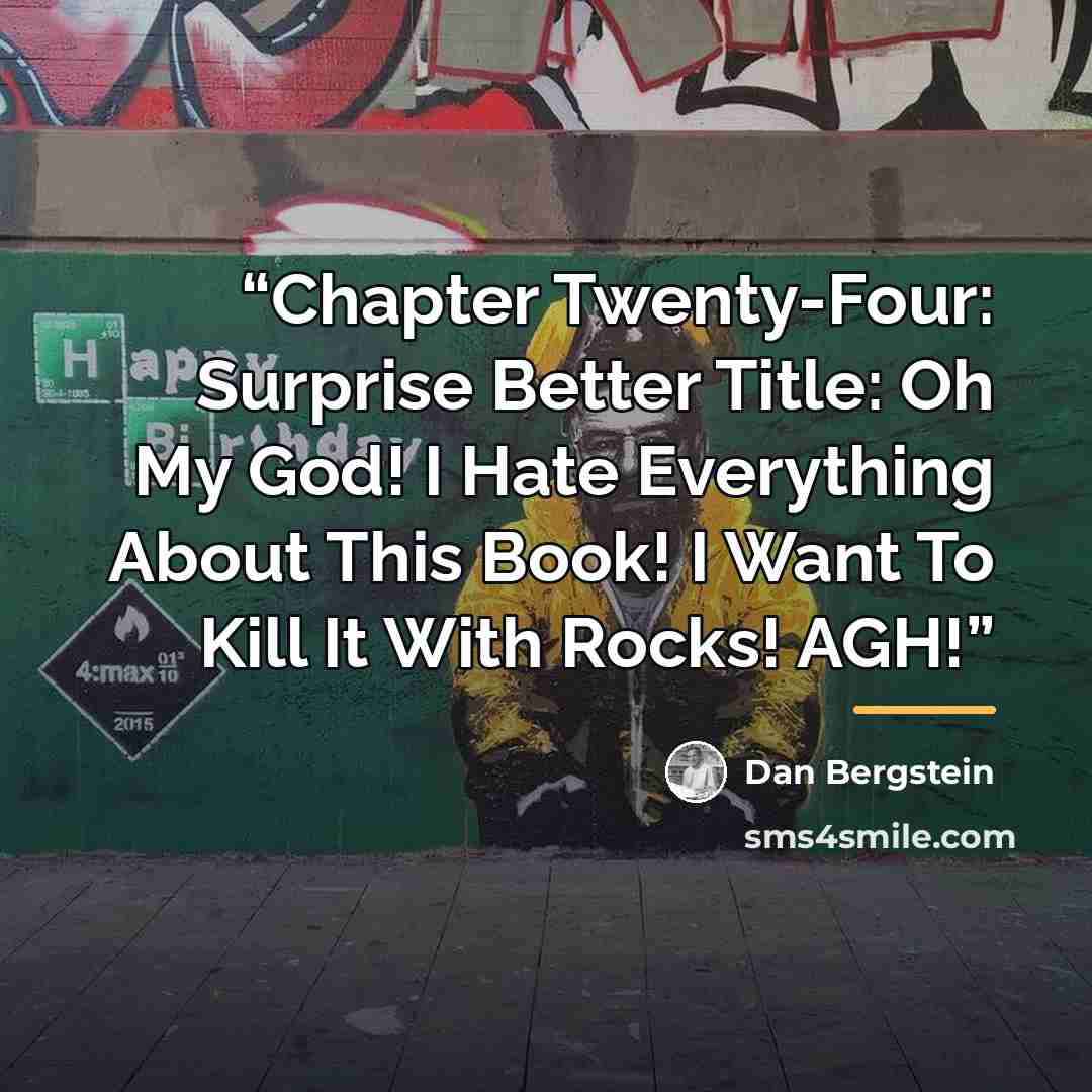 “Chapter Twenty-Four: Surprise Better Title: Oh My God! I Hate Everything About This Book! I Want To Kill It With Rocks! AGH!” quote by Dan Bergstein