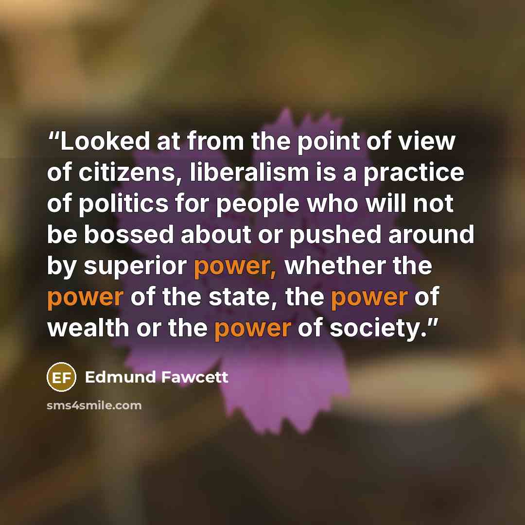 “Looked at from the point of view of citizens, liberalism is a practice of politics for people who will not be bossed about or pushed around by superior power, whether the power of the state, the power of wealth or the power of society.” quote by Edmund Fawcett
