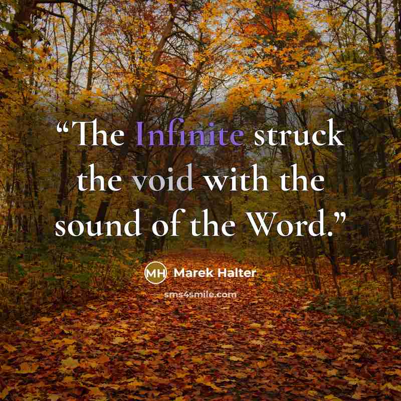 “The Infinite struck the void with the sound of the Word.” quote by Marek Halter