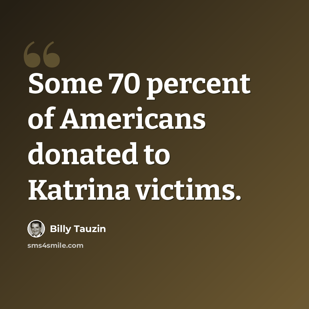 “Some 70 percent of Americans donated to Katrina victims.” quote by Billy Tauzin