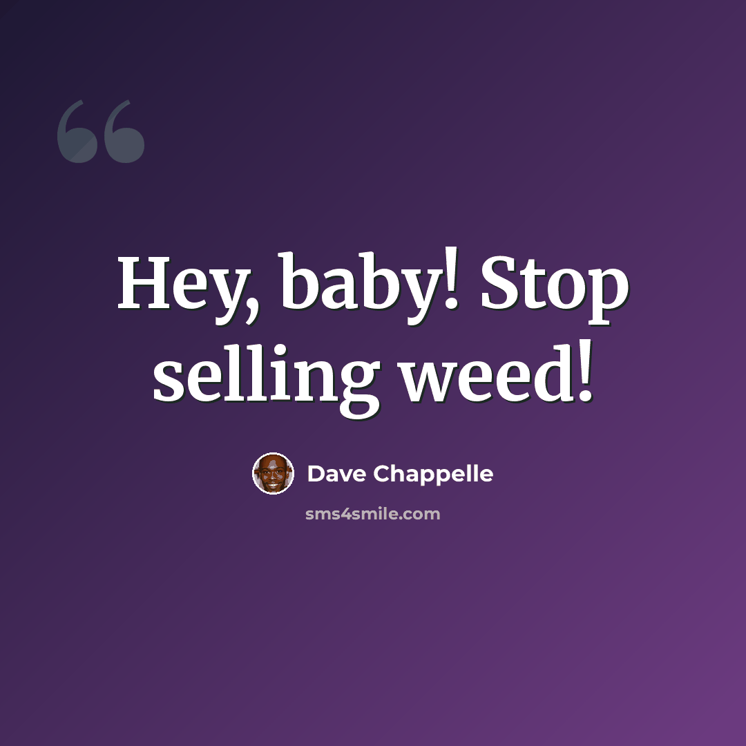“Hey, baby! Stop selling weed!” quote by Dave Chappelle