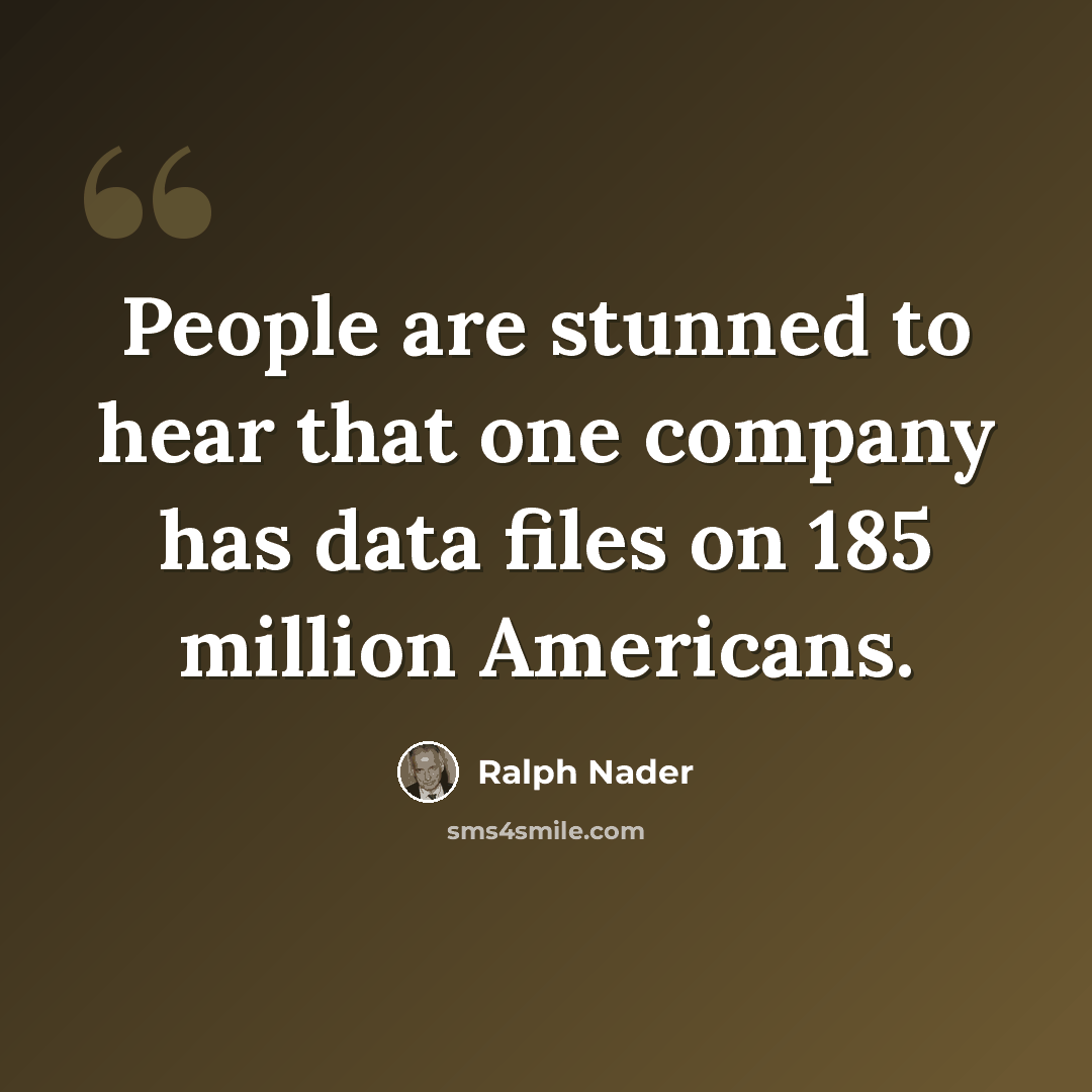 “People are stunned to hear that one company has data files on 185 million Americans.” quote by Ralph Nader