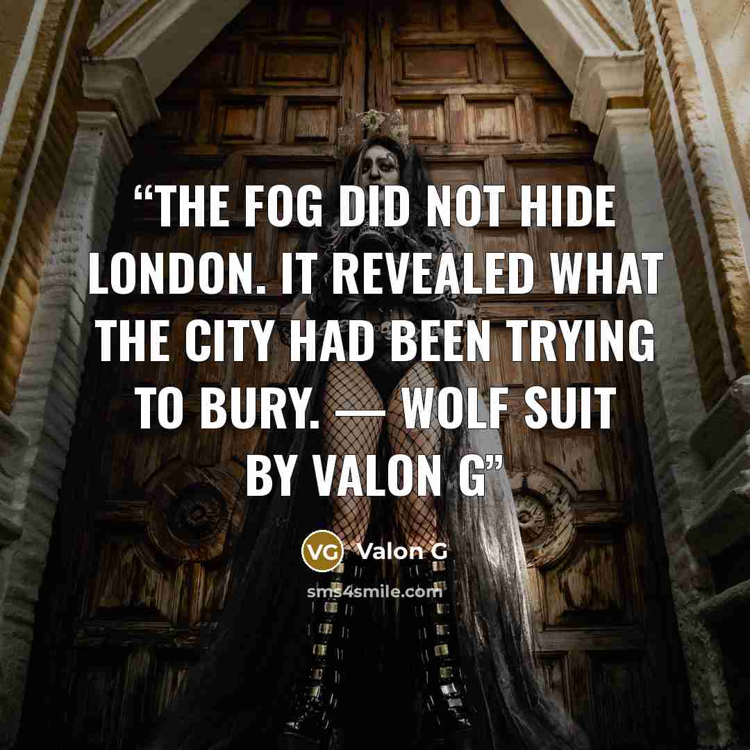 “The fog did not hide London. It revealed what the city had been trying to bury. — WOLF SUIT by Valon G” quote by Valon G
