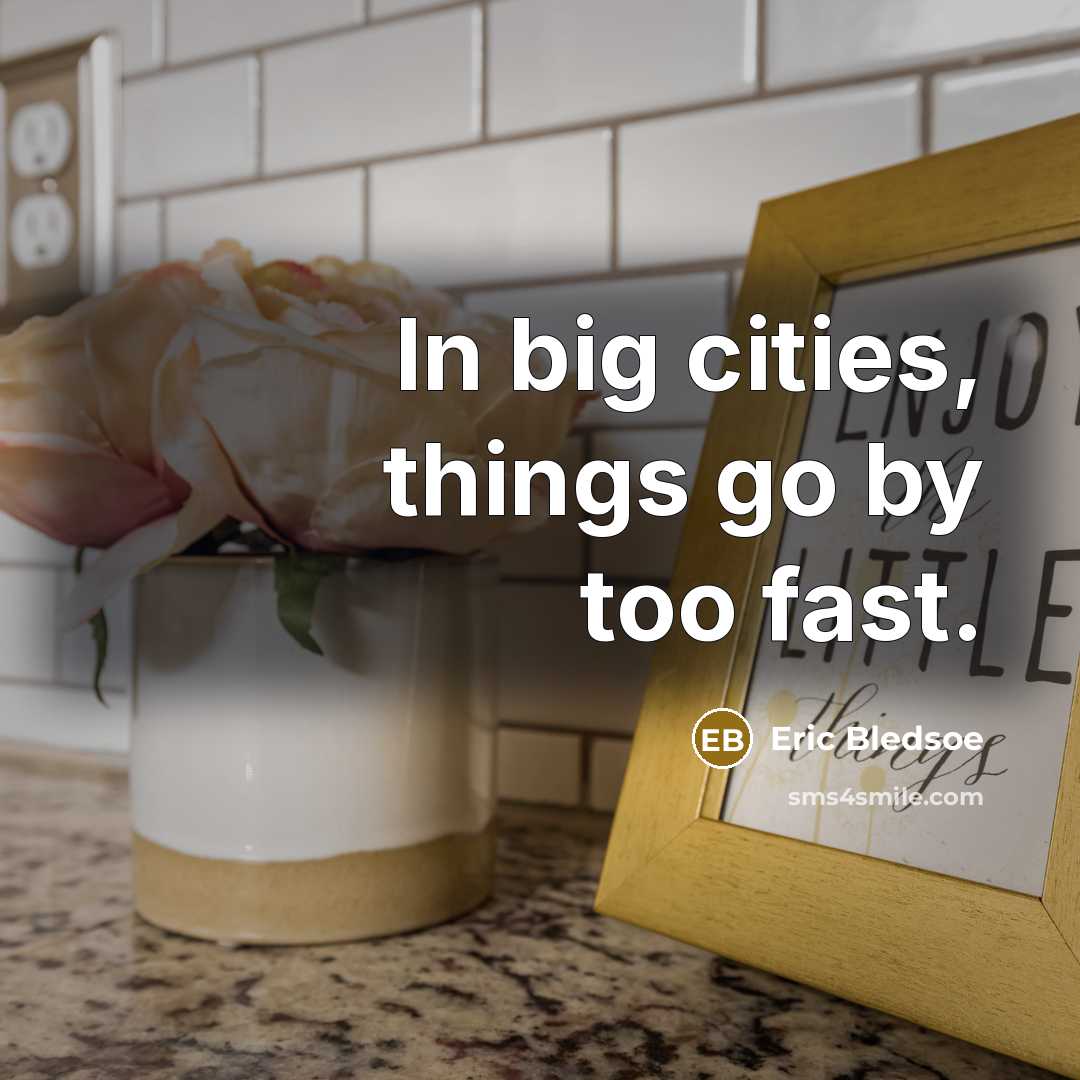 “In big cities, things go by too fast.” quote by Eric Bledsoe