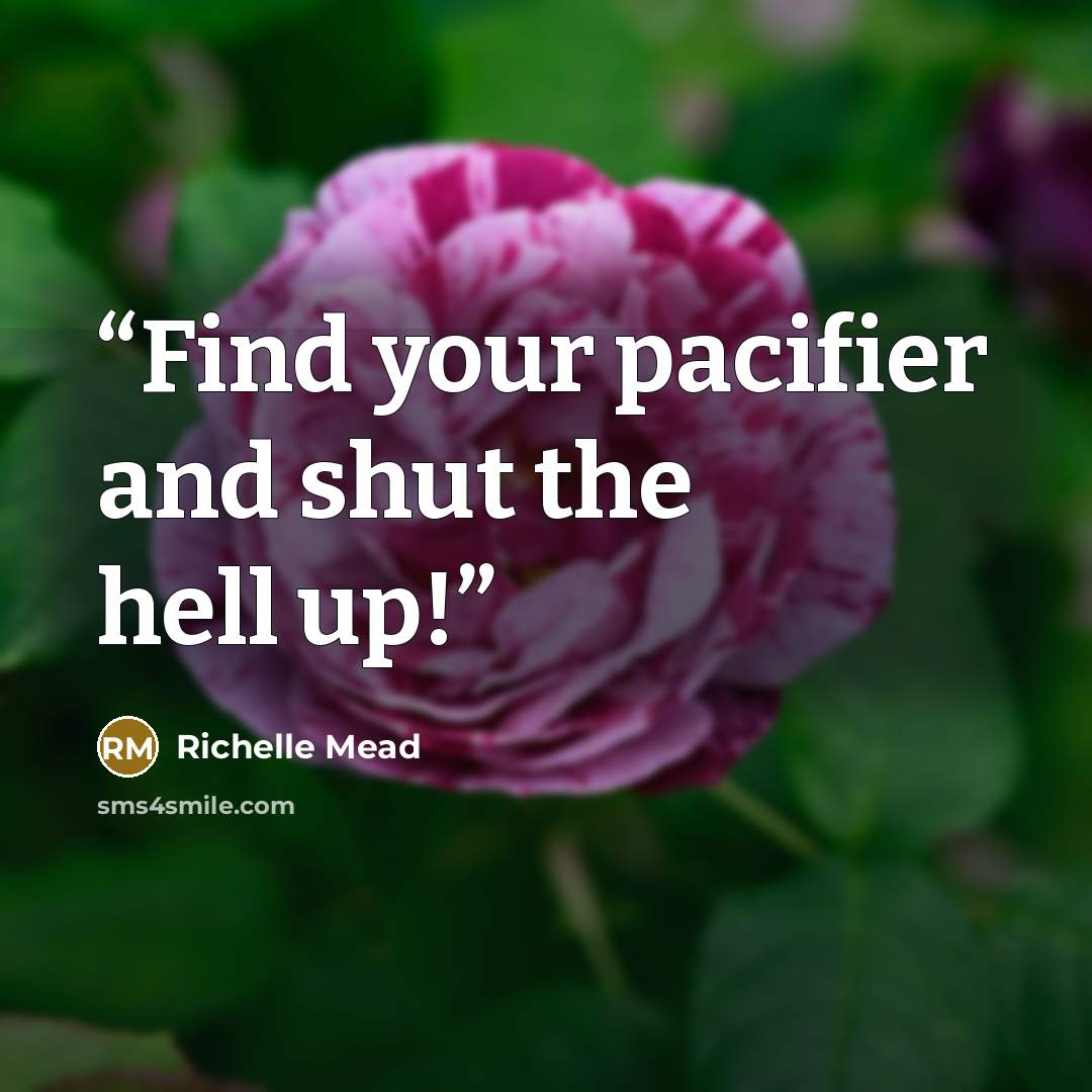 “Find your pacifier and shut the hell up!” quote by Richelle Mead