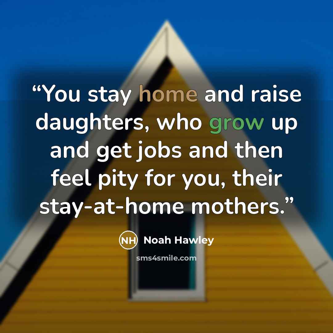 “You stay home and raise daughters, who grow up and get jobs and then feel pity for you, their stay-at-home mothers.” quote by Noah Hawley