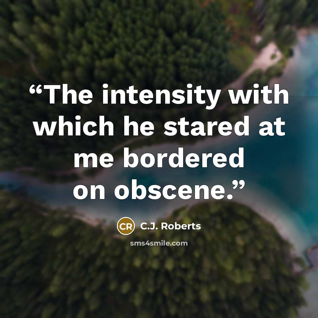“The intensity with which he stared at me bordered on obscene.” quote by C.J. Roberts