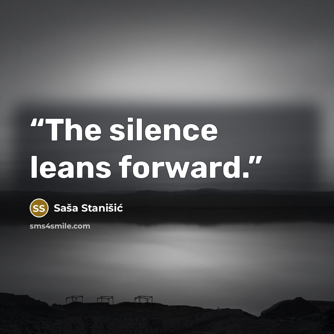 “The silence leans forward.” quote by Saša Stanišić