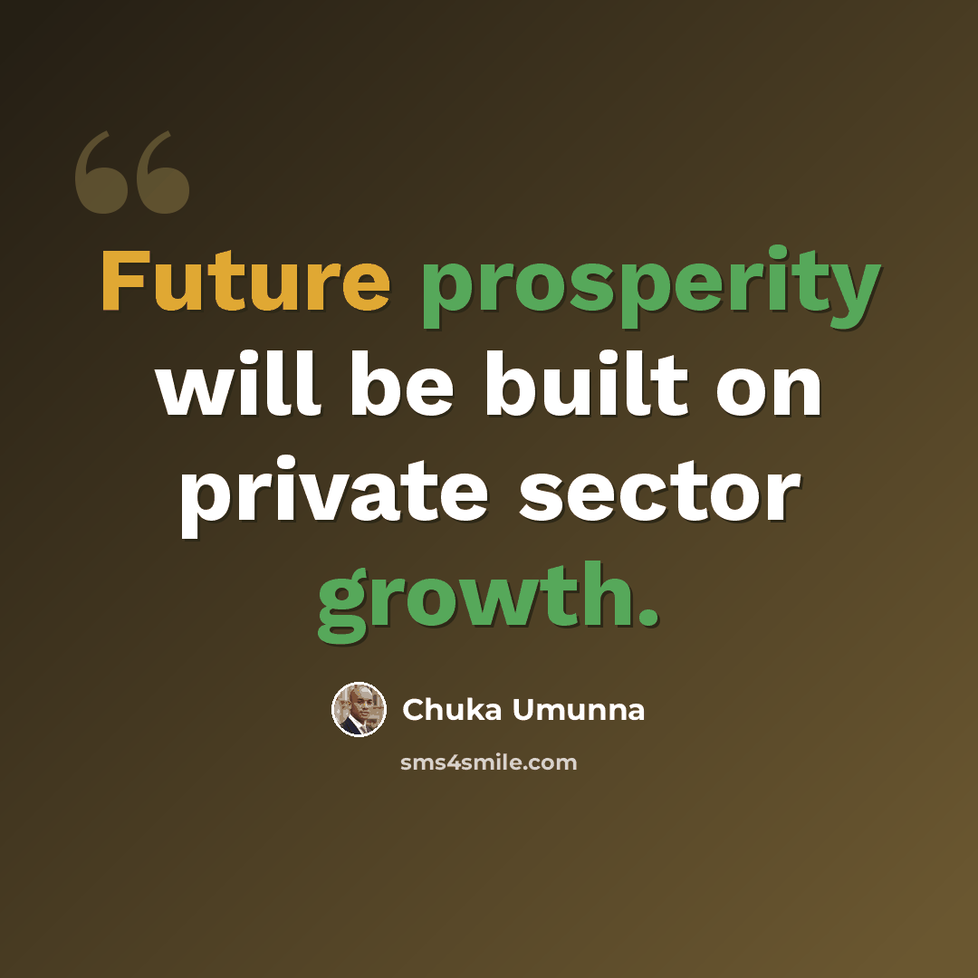 “Future prosperity will be built on private sector growth.” quote by Chuka Umunna
