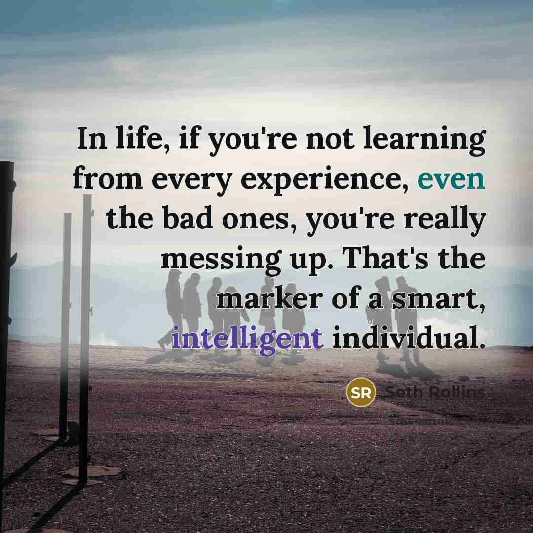 “In life, if you're not learning from every experience, even the bad ones, you're really messing up. That's the marker of a smart, intelligent individual.” quote by Seth Rollins