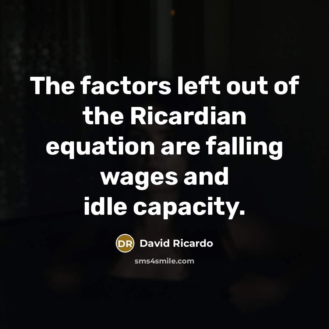 “The factors left out of the Ricardian equation are falling wages and idle capacity.” quote by David Ricardo