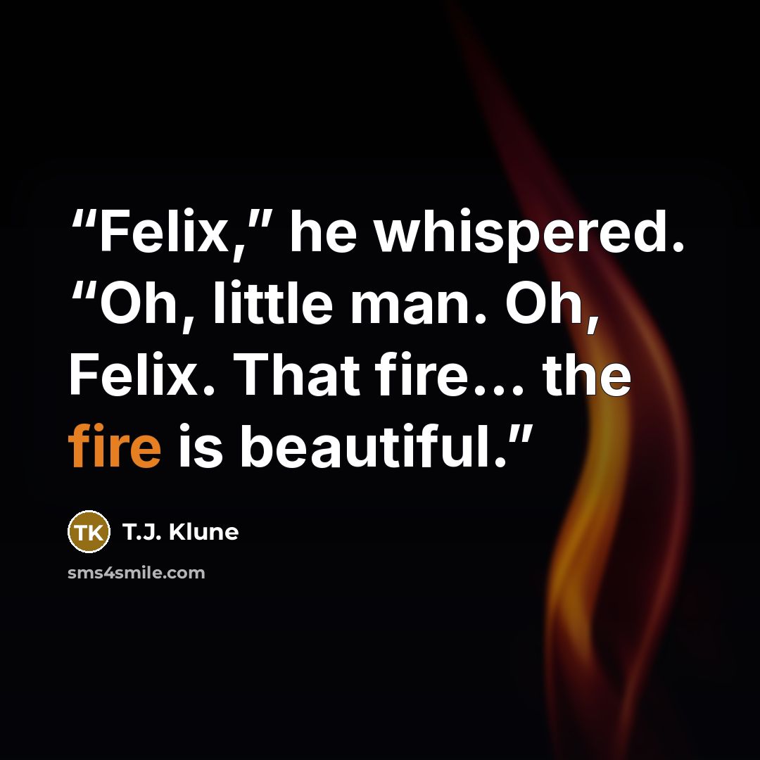 “Felix,” he whispered. “Oh, little man. Oh, Felix. That fire… the fire is beautiful.” quote by T.J. Klune