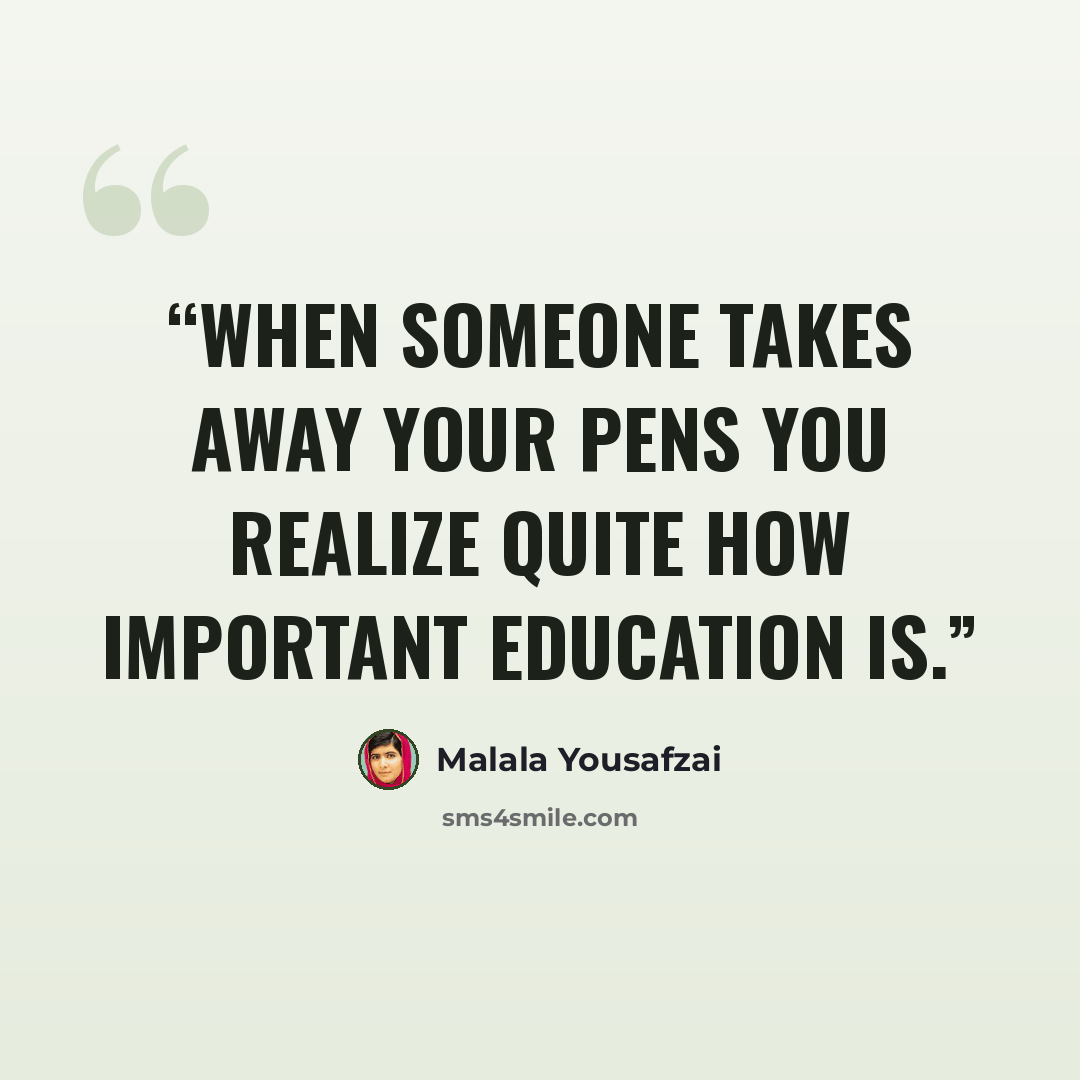 “When someone takes away your pens you realize quite how important education is.” quote by Malala Yousafzai
