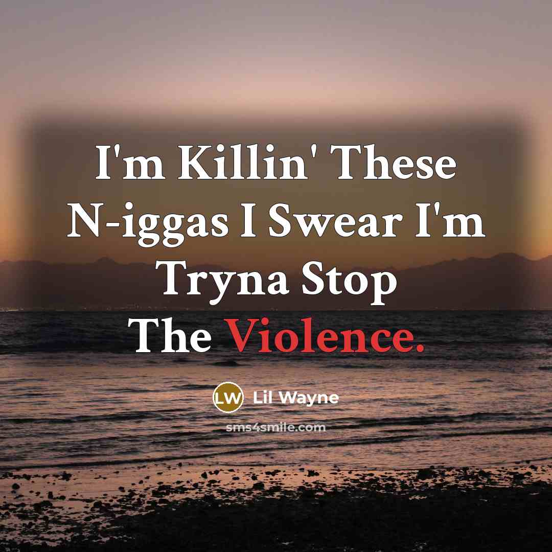 “I'm Killin' These N-iggas I Swear I'm Tryna Stop The Violence.” quote by Lil Wayne