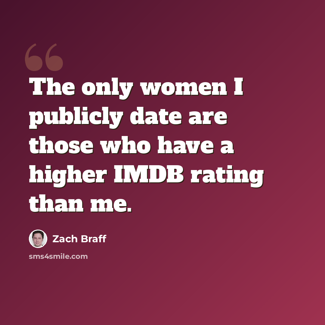“The only women I publicly date are those who have a higher IMDB rating than me.” quote by Zach Braff