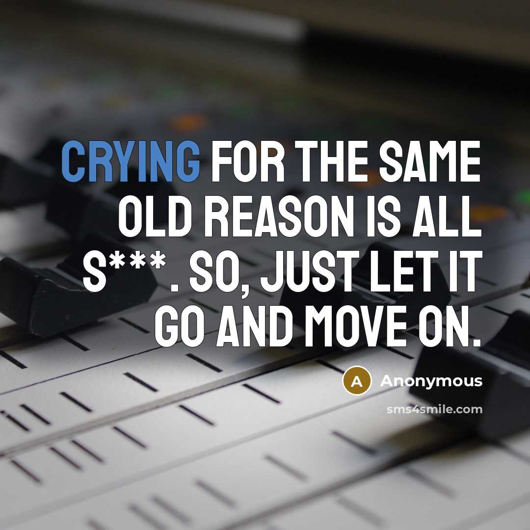 “CRYING for THE SAME OLD REASON is all S***. So, just let it go and move on.” quote by Anonymous