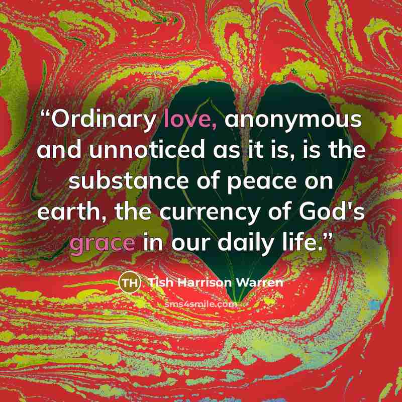 “Ordinary love, anonymous and unnoticed as it is, is the substance of peace on earth, the currency of God's grace in our daily life.” quote by Tish Harrison Warren