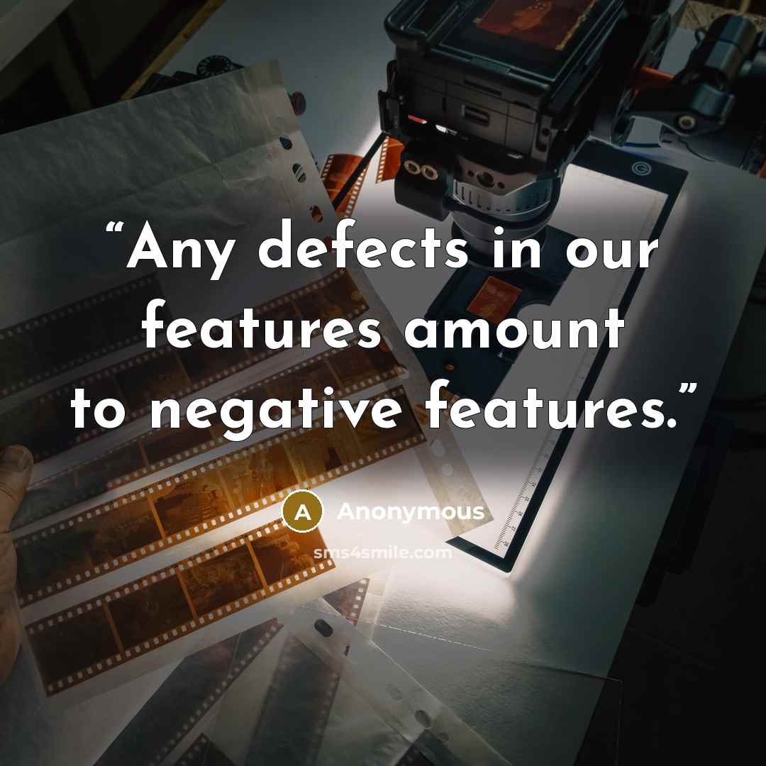 “Any defects in our features amount to negative features.” quote by Anonymous