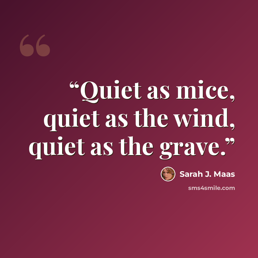 “Quiet as mice, quiet as the wind, quiet as the grave.” quote by Sarah J. Maas