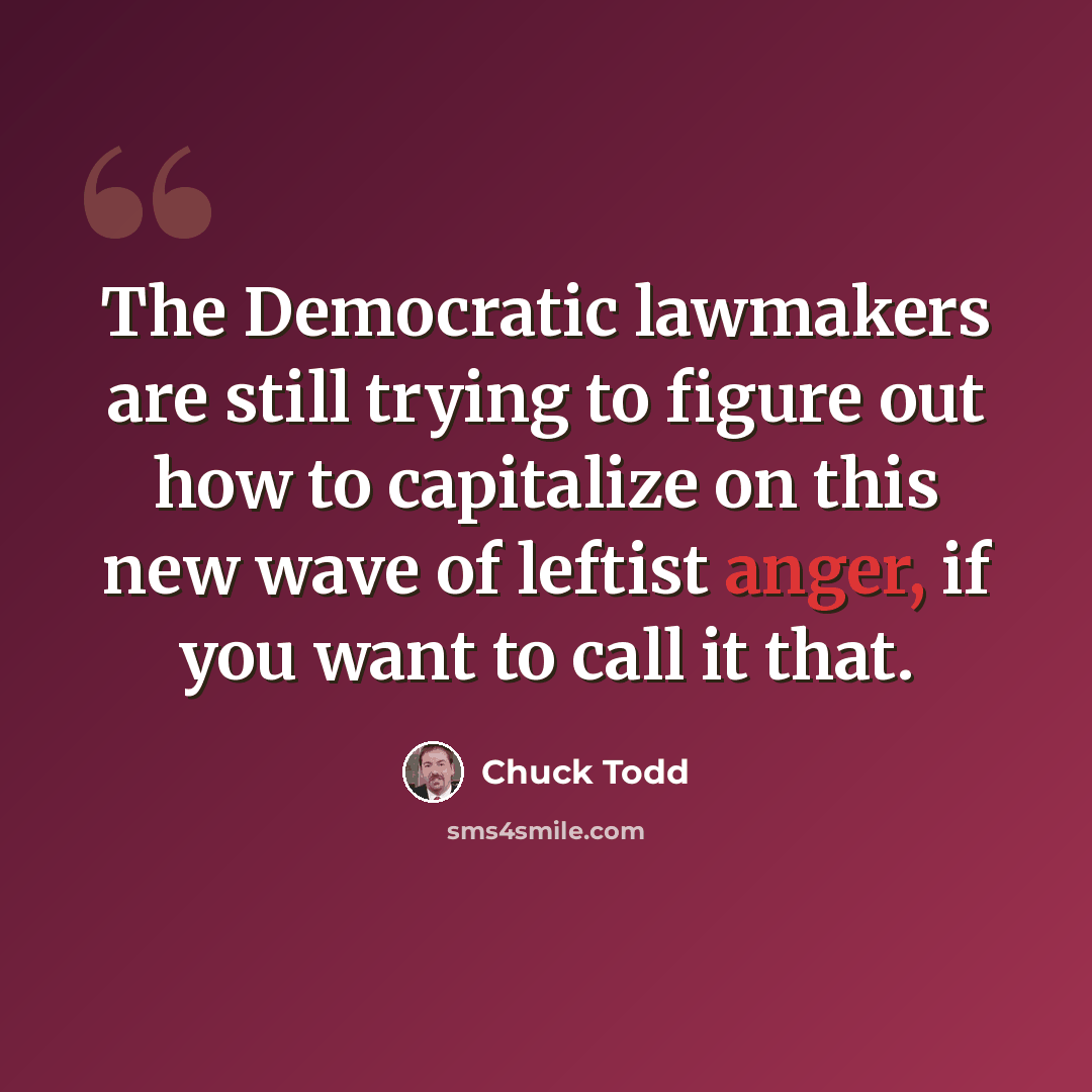 “The Democratic lawmakers are still trying to figure out how to capitalize on this new wave of leftist anger, if you want to call it that.” quote by Chuck Todd