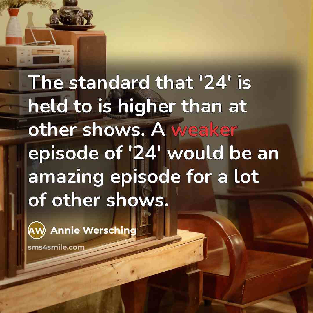 “The standard that '24' is held to is higher than at other shows. A weaker episode of '24' would be an amazing episode for a lot of other shows.” quote by Annie Wersching