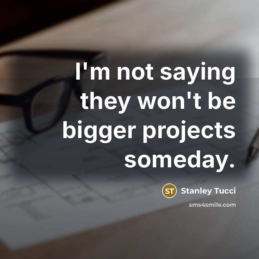 “I'm not saying they won't be bigger projects someday.” quote by Stanley Tucci