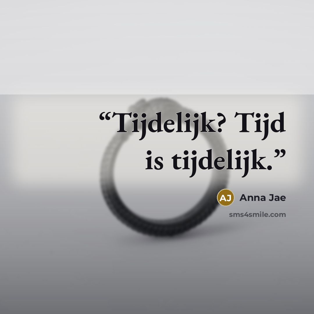 “Tijdelijk? Tijd is tijdelijk.” quote by Anna Jae