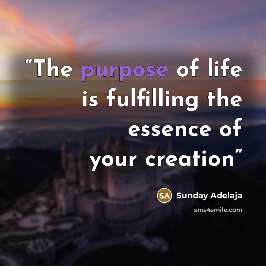 “The purpose of life is fulfilling the essence of your creation” quote by Sunday Adelaja