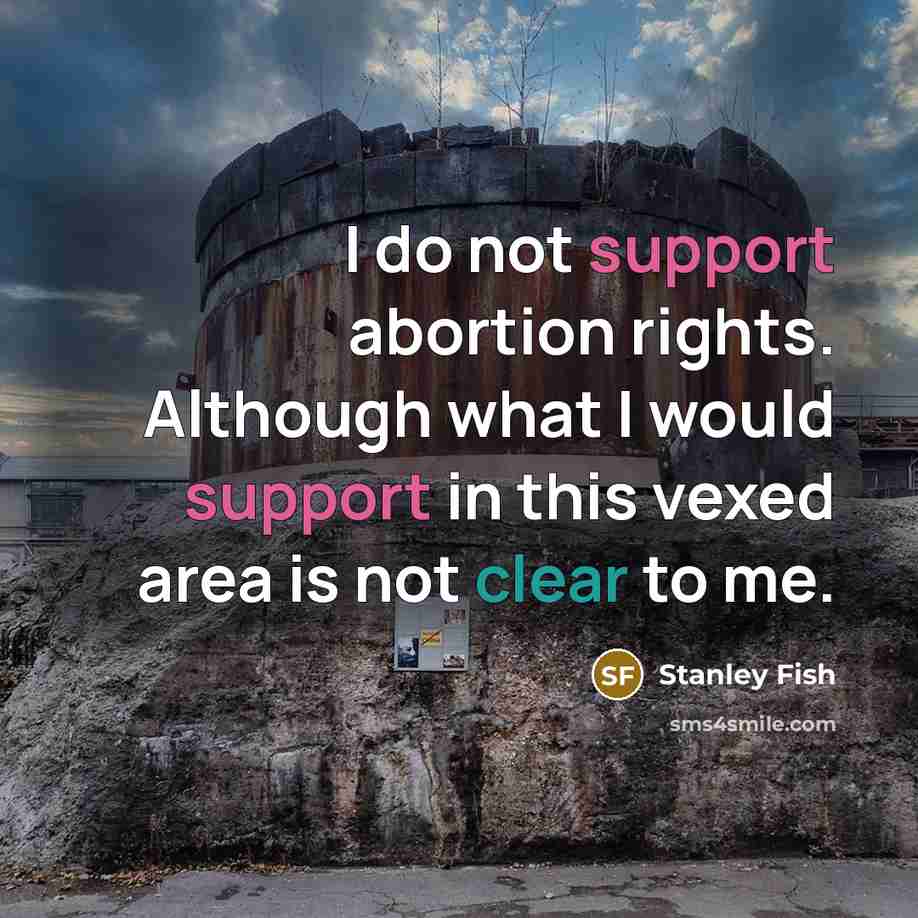 “I do not support abortion rights. Although what I would support in this vexed area is not clear to me.” quote by Stanley Fish