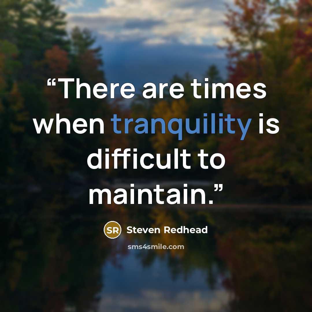 “There are times when tranquility is difficult to maintain.” quote by Steven Redhead