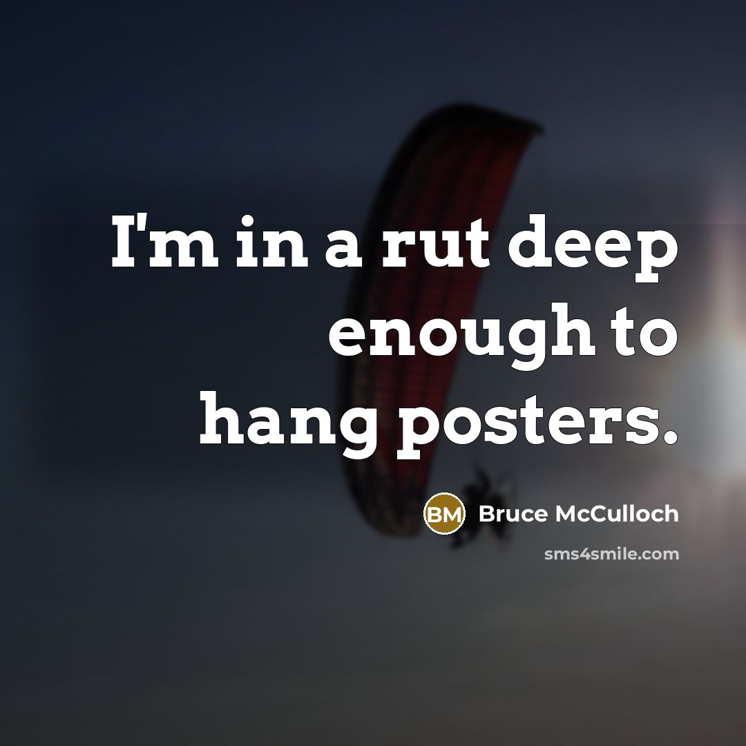 “I'm in a rut deep enough to hang posters.” quote by Bruce McCulloch