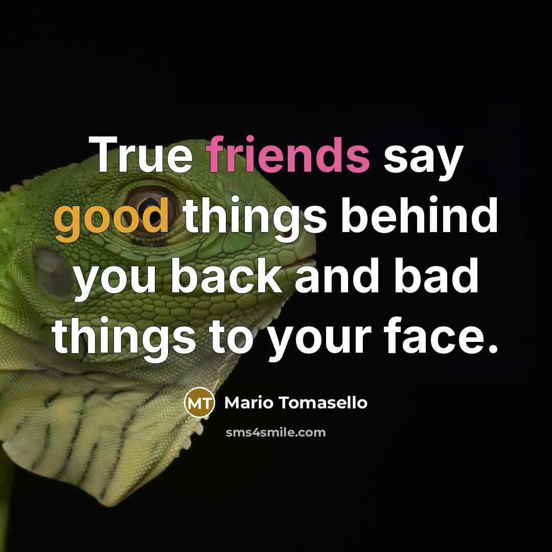 “True friends say good things behind you back and bad things to your face.” quote by Mario Tomasello