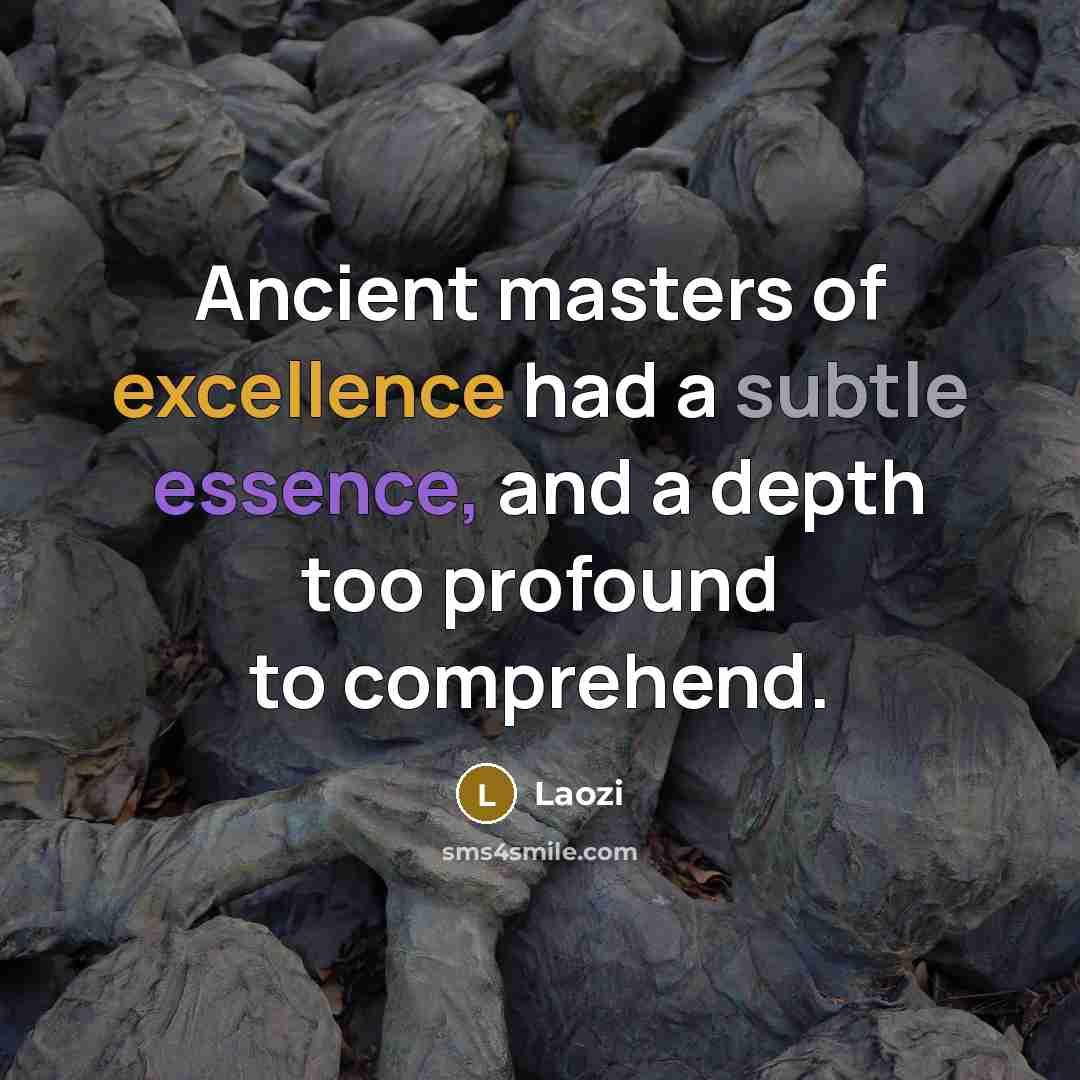 “Ancient masters of excellence had a subtle essence, and a depth too profound to comprehend.” quote by Laozi