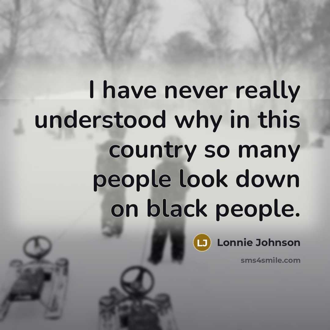 “I have never really understood why in this country so many people look down on black people.” quote by Lonnie Johnson