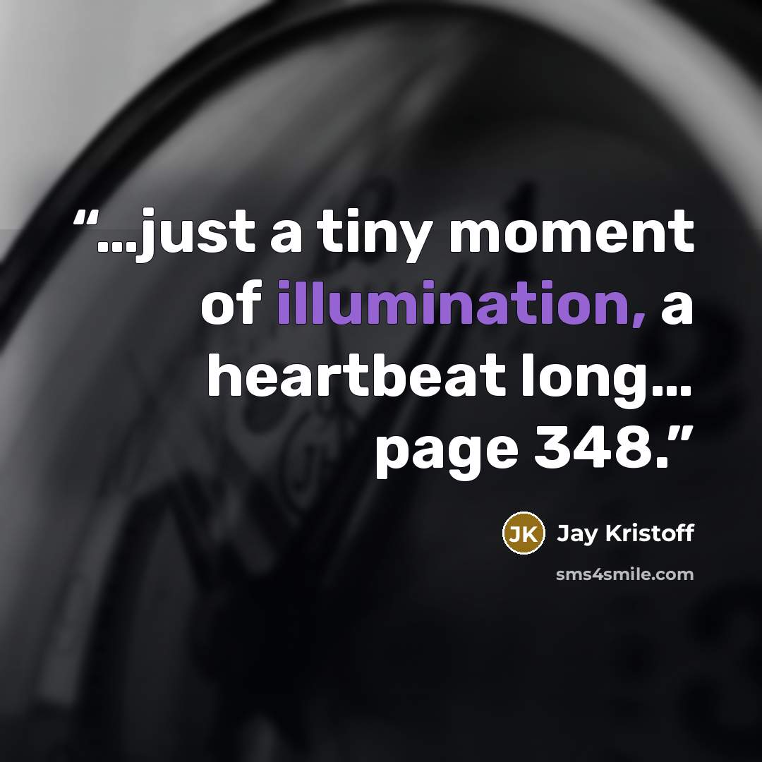“…just a tiny moment of illumination, a heartbeat long… page 348.” quote by Jay Kristoff