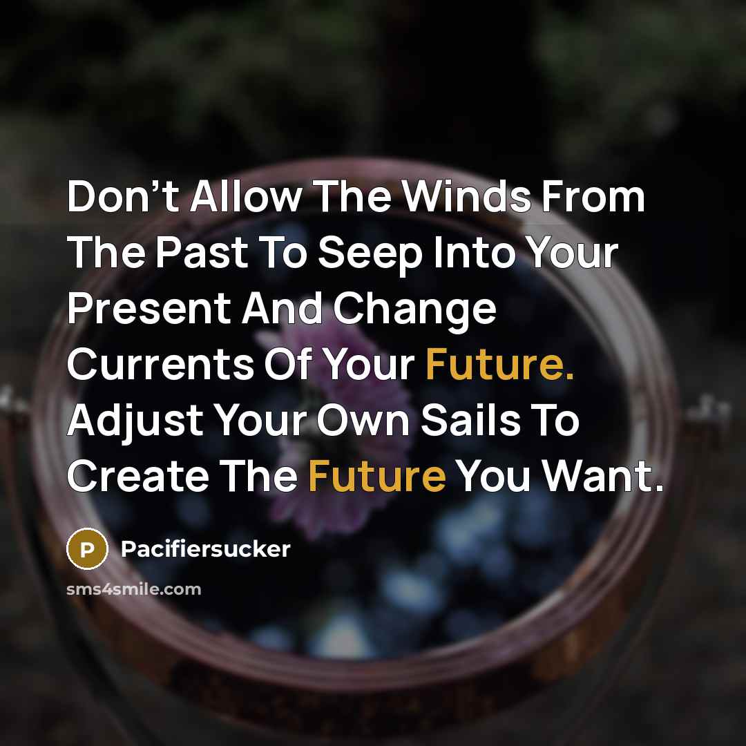 “Don't Allow The Winds From The Past To Seep Into Your Present And Change Currents Of Your Future. Adjust Your Own Sails To Create The Future You Want.” quote by Pacifiersucker