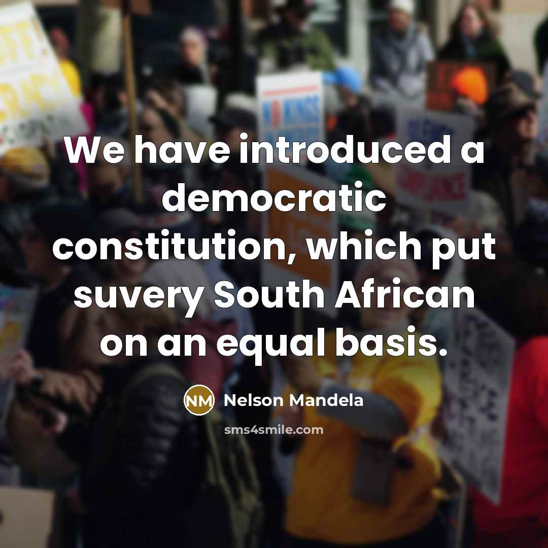 “We have introduced a democratic constitution, which put suvery South African on an equal basis.” quote by Nelson Mandela