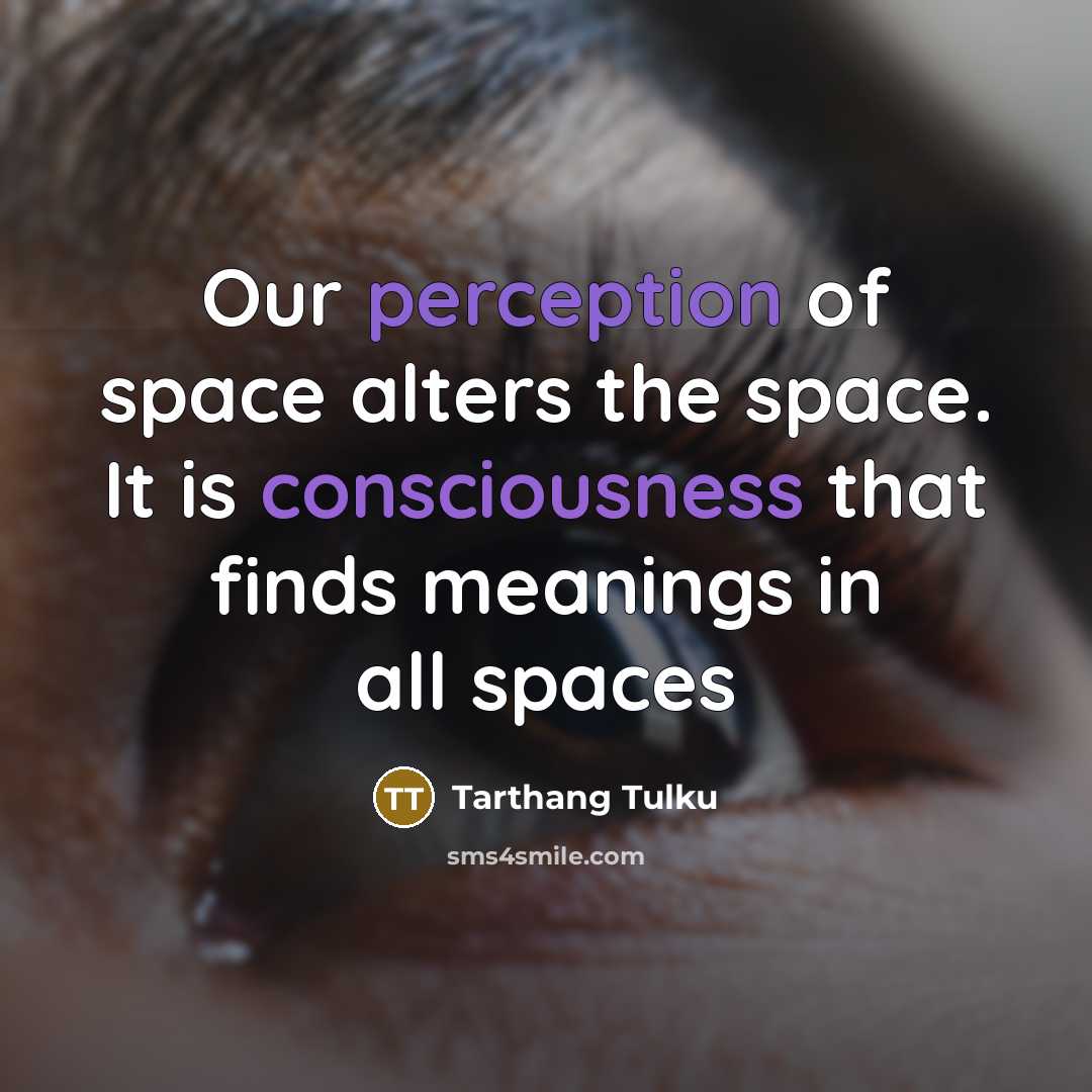 “Our perception of space alters the space. It is consciousness that finds meanings in all spaces” quote by Tarthang Tulku