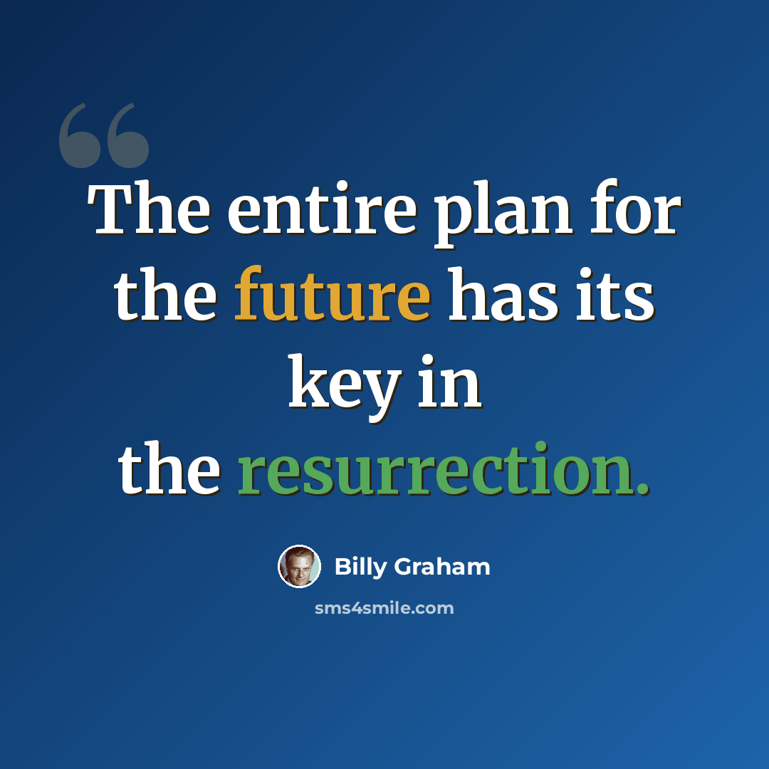 “The entire plan for the future has its key in the resurrection.” quote by Billy Graham