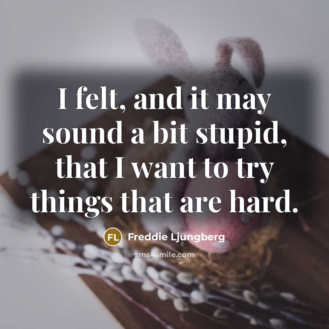“I felt, and it may sound a bit stupid, that I want to try things that are hard.” quote by Freddie Ljungberg