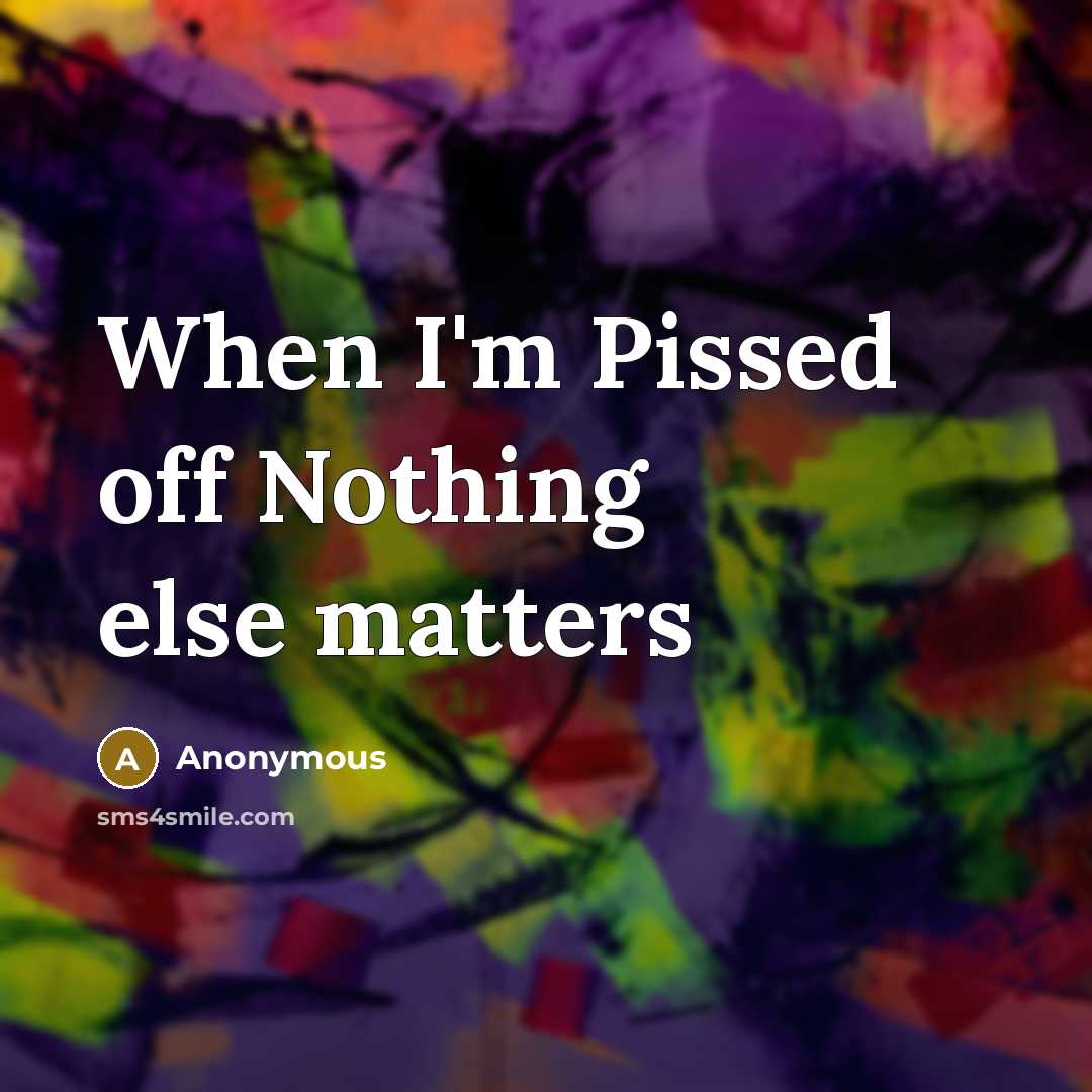“When I'm Pissed off Nothing else matters” quote by Anonymous
