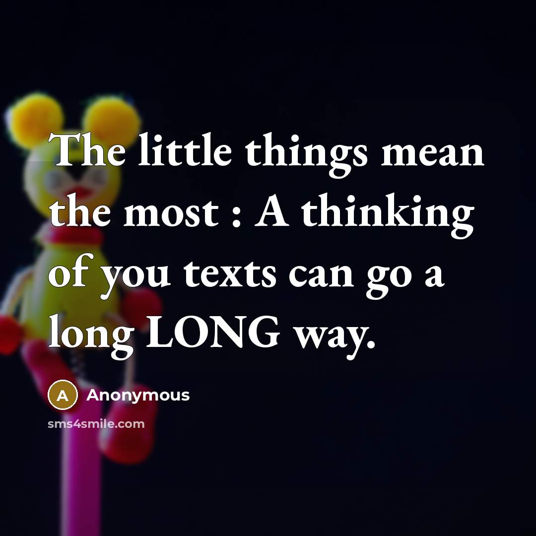 “The little things mean the most : A thinking of you texts can go a long LONG way.” quote by Anonymous