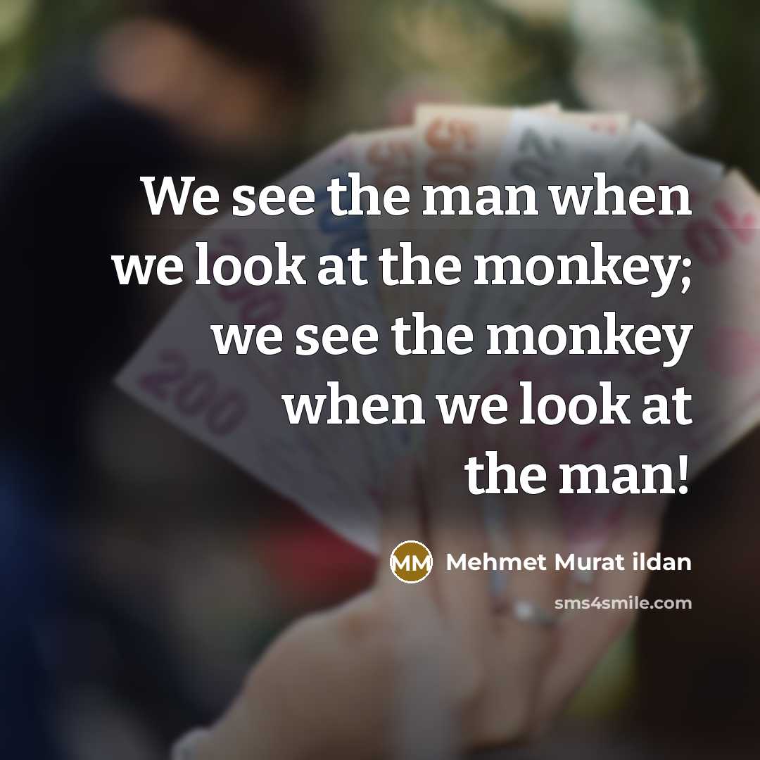 “We see the man when we look at the monkey; we see the monkey when we look at the man!” quote by Mehmet Murat Ildan